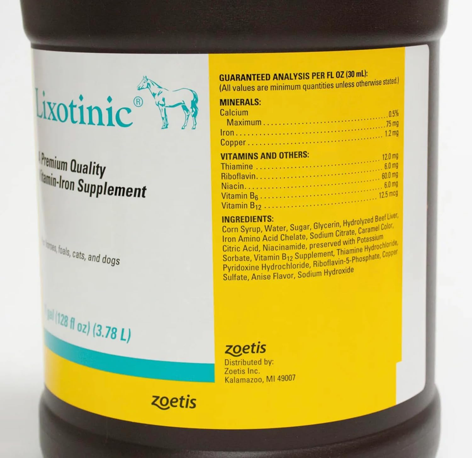 Pfizer Lixotinic Vitamin Mineral Supplement Horses Dogs Cats Foals Gallon