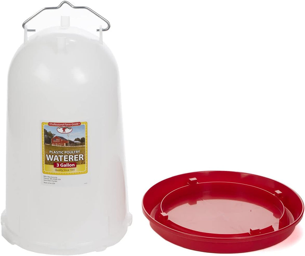 Little Giant 3 Gallon Poultry Drinker Gravity Fed Chicken Waterer Red Base