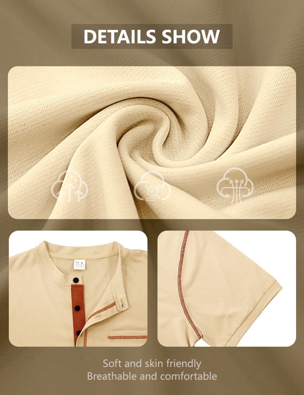 Men's Henley Shirt Short Sleeve T-Shirt Casual Top Pullover Summer Lightweight Tee Shirts with Button