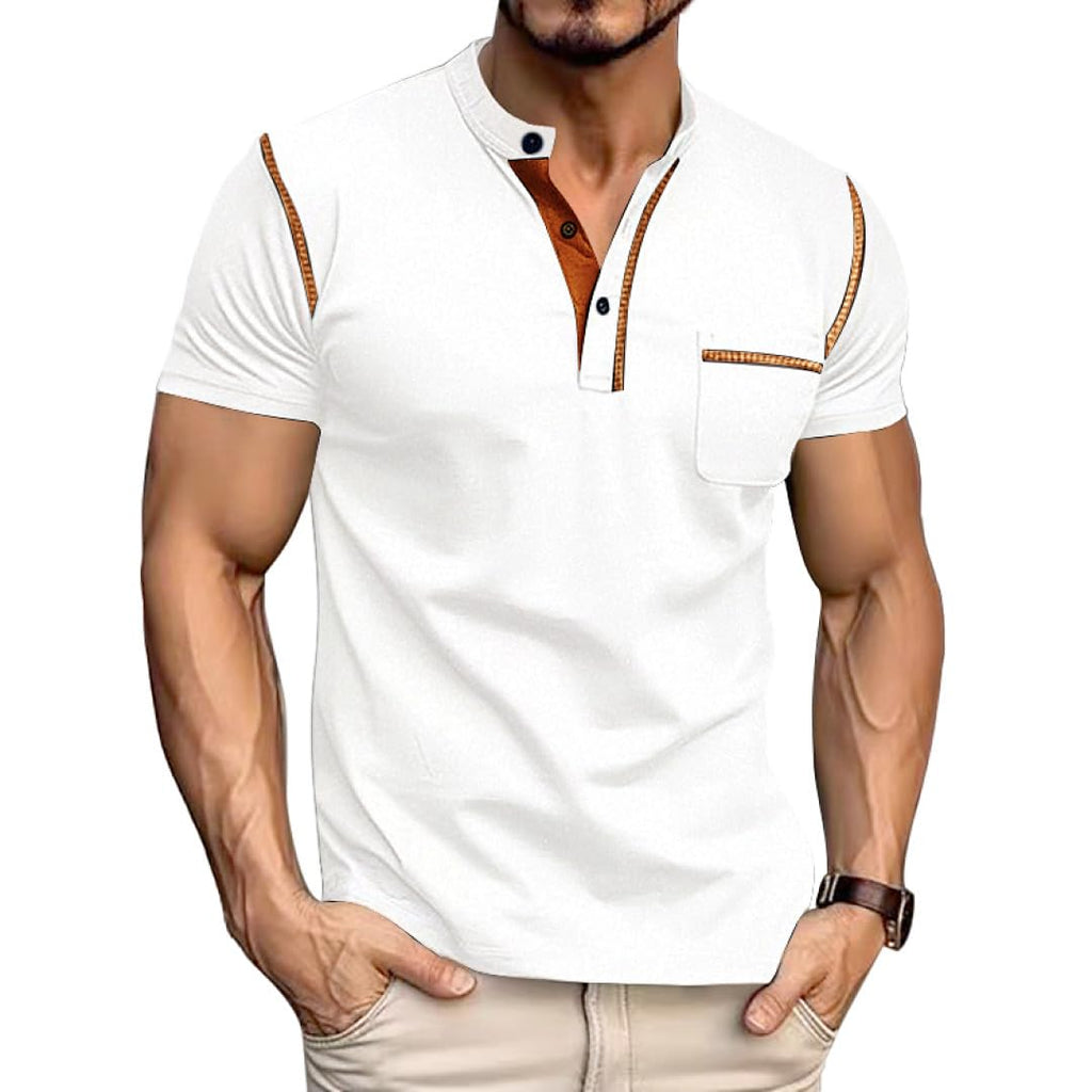 Men's Henley Shirt Short Sleeve T-Shirt Casual Top Pullover Summer Lightweight Tee Shirts with Button
