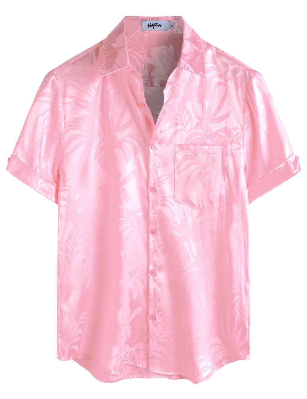VATPAVE Mens Silk Satin Hawaiian Shirt Short Sleeve Button Down Shirts | Hawaii, Summer, Beach, Vacation, Tropical, Resort Wear, Jacquard, Going Out, Rave, Cool, Club, Floral, Holiday, with Pocket