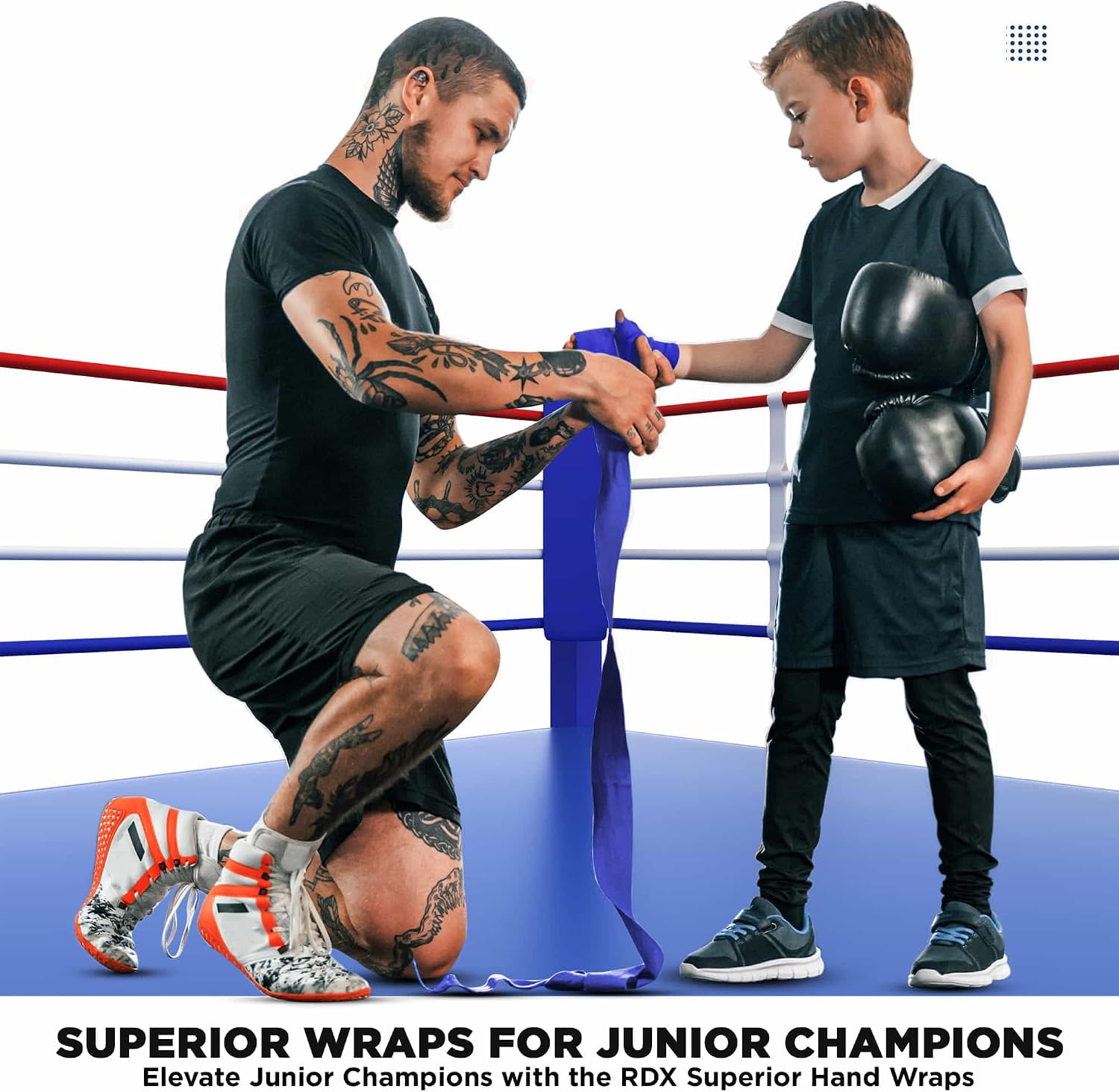 RDX Boxing Wraps Kids 2.5M Inner Gloves, Elasticated Thumb Loop Bandages, Junior Under Mitts Hand Fist Protector Wrist Support Straps, Muay Thai MMA Kickboxing Martial Arts Speed Bag Punching Training