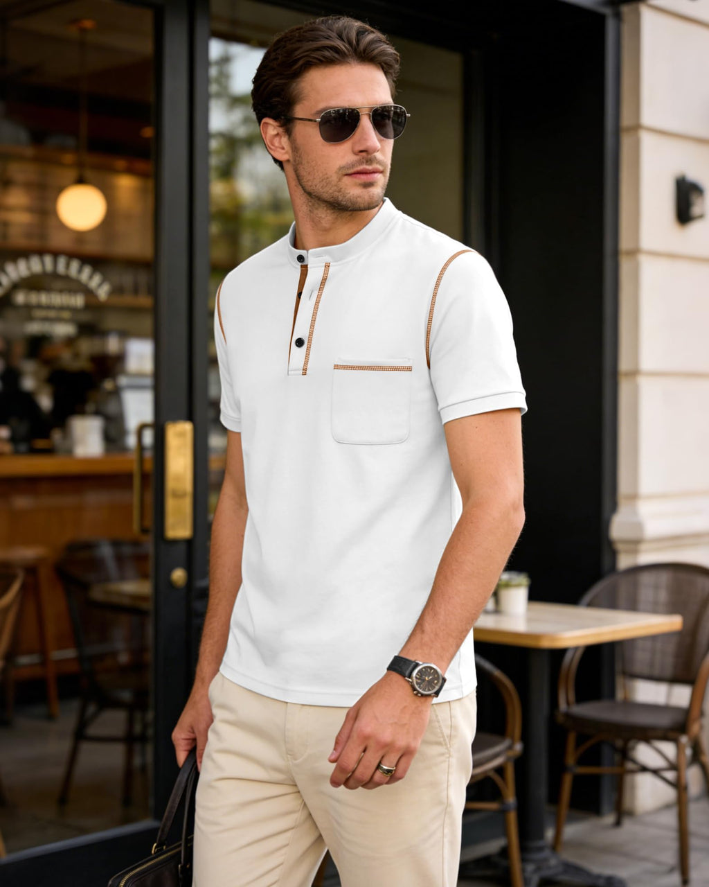 Men's Henley Shirt Short Sleeve T-Shirt Casual Top Pullover Summer Lightweight Tee Shirts with Button