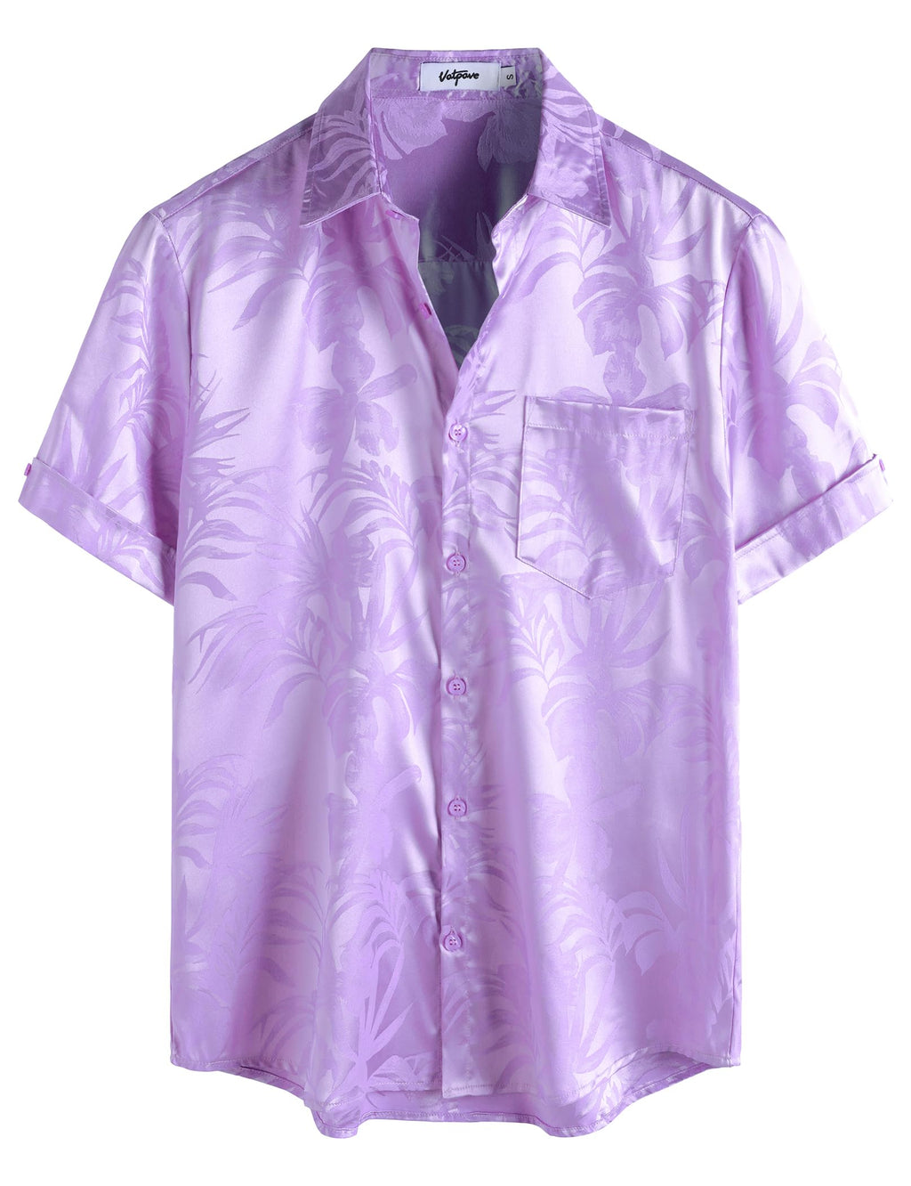 VATPAVE Mens Silk Satin Hawaiian Shirt Short Sleeve Button Down Shirts | Hawaii, Summer, Beach, Vacation, Tropical, Resort Wear, Jacquard, Going Out, Rave, Cool, Club, Floral, Holiday, with Pocket