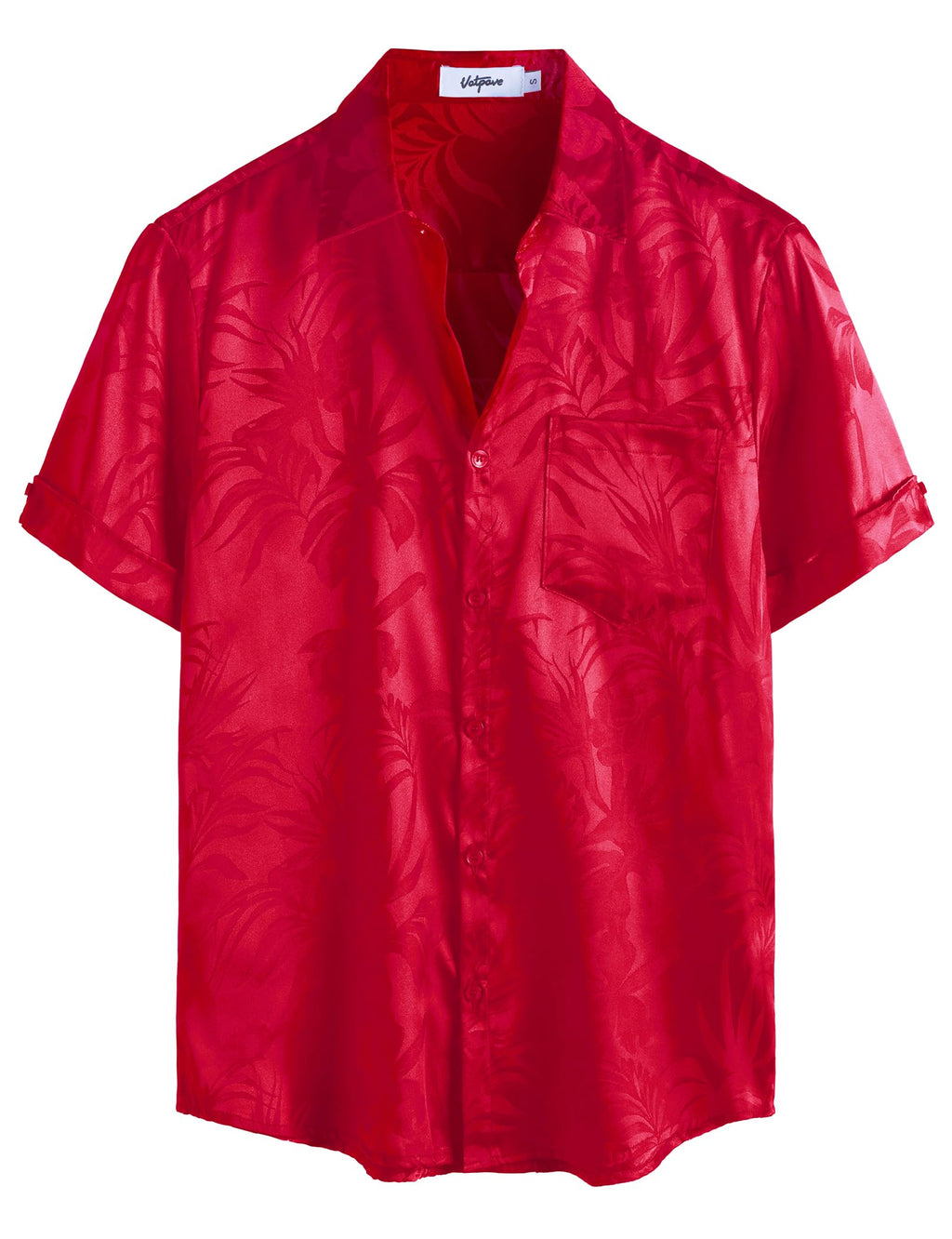 VATPAVE Mens Silk Satin Hawaiian Shirt Short Sleeve Button Down Shirts | Hawaii, Summer, Beach, Vacation, Tropical, Resort Wear, Jacquard, Going Out, Rave, Cool, Club, Floral, Holiday, with Pocket