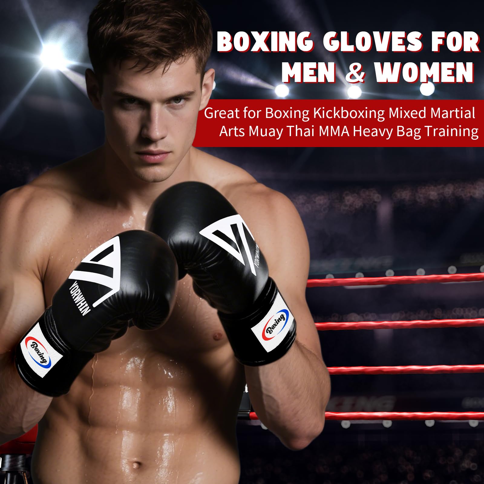 Boxing Gloves for Men Women, Training Sparring Boxing Gloves, Heavy Punching Bag Workout Gloves for Boxing Kickboxing Muay Thai Mixed Martial Arts MMA Training