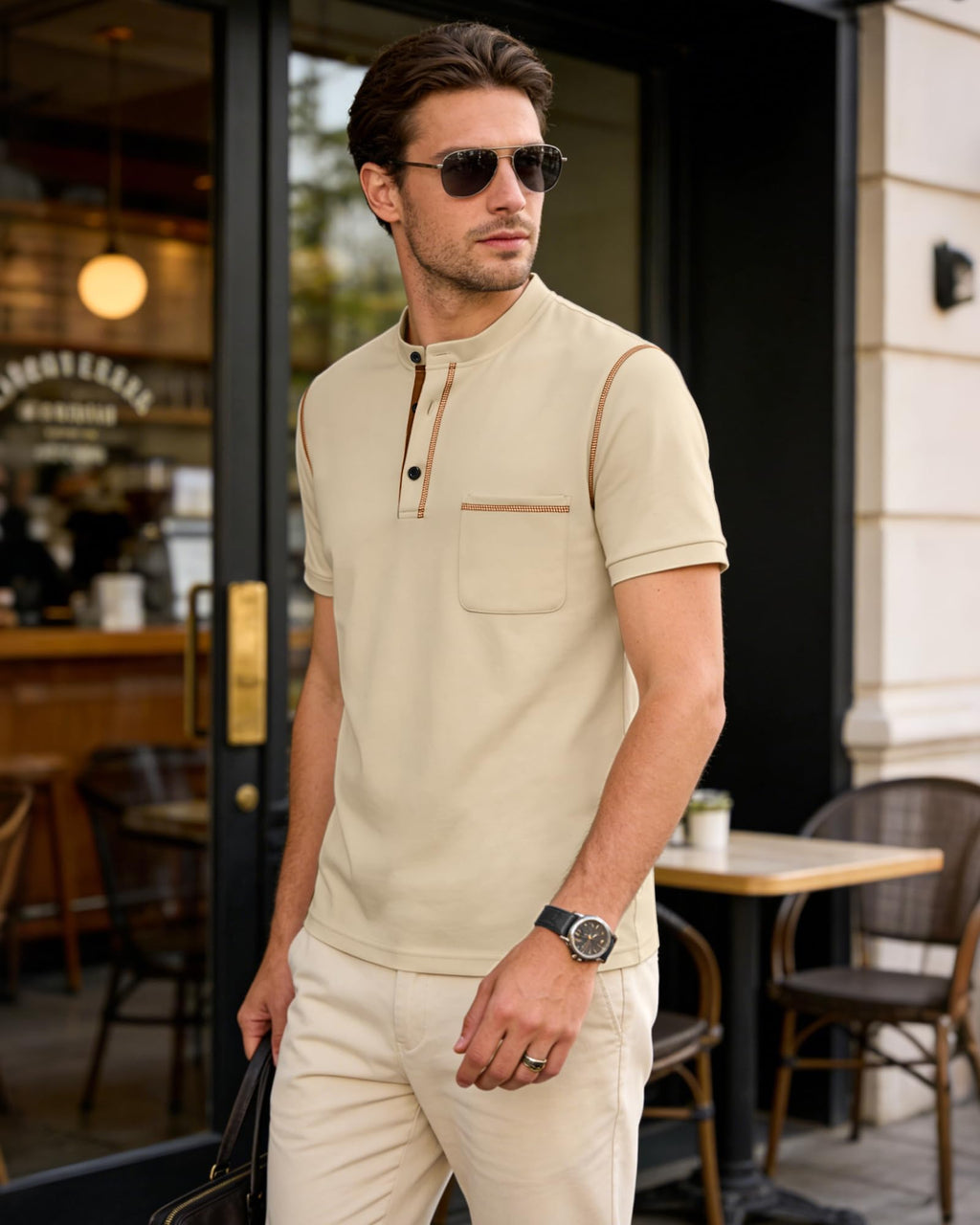 Men's Henley Shirt Short Sleeve T-Shirt Casual Top Pullover Summer Lightweight Tee Shirts with Button