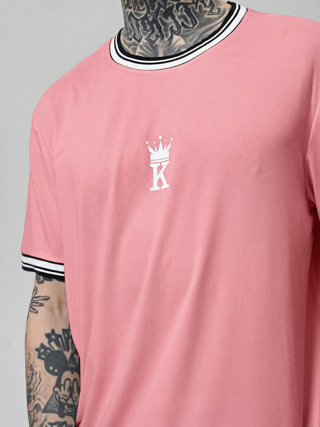 SOLY HUX Men's Crown Graphic Tshirt Short Sleeve Tees Summer Tops | Letter Print, Crew Neck, Striped Trim