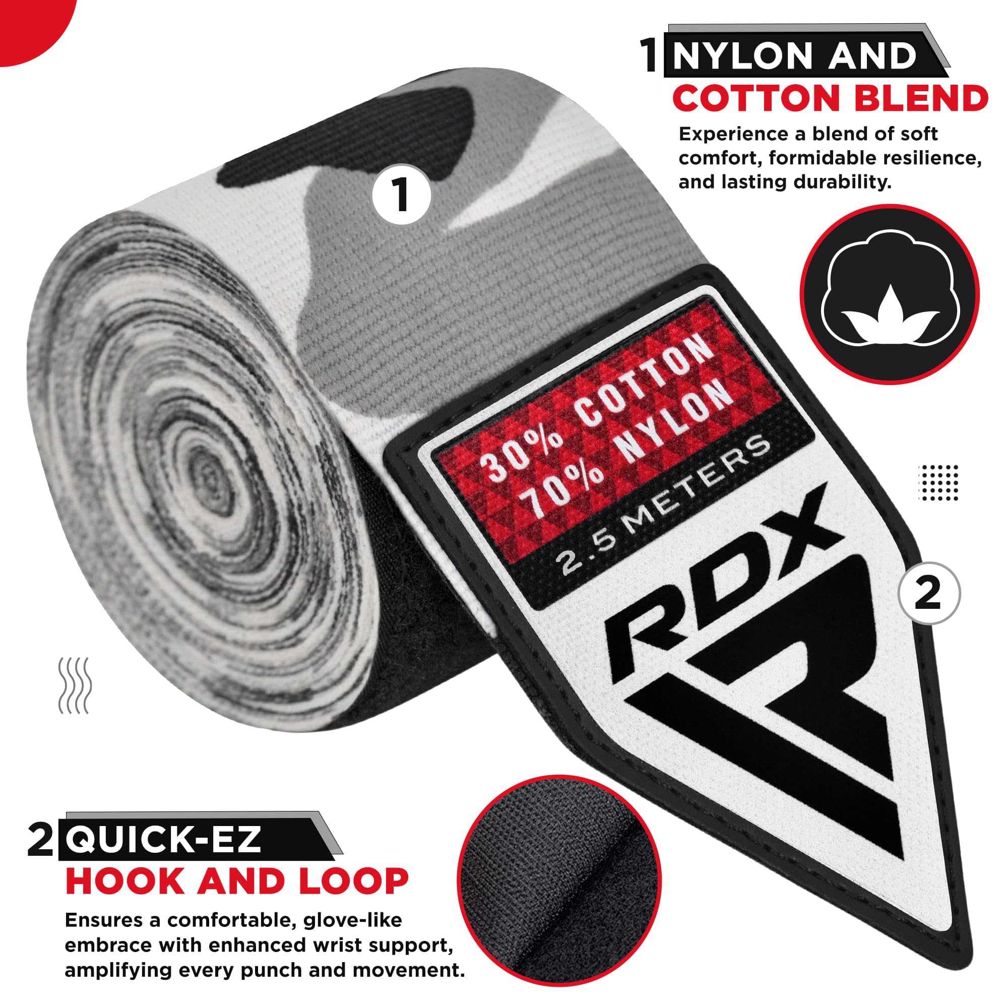 RDX Boxing Wraps Kids 2.5M Inner Gloves, Elasticated Thumb Loop Bandages, Junior Under Mitts Hand Fist Protector Wrist Support Straps, Muay Thai MMA Kickboxing Martial Arts Speed Bag Punching Training