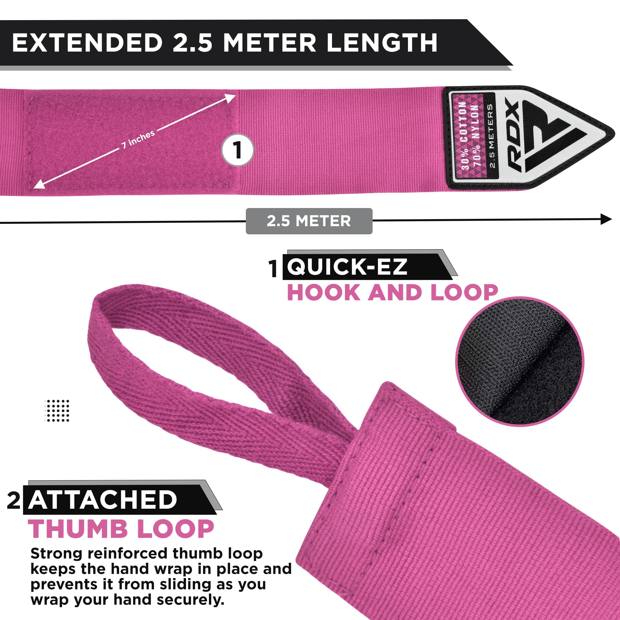 RDX Boxing Wraps Kids 2.5M Inner Gloves, Elasticated Thumb Loop Bandages, Junior Under Mitts Hand Fist Protector Wrist Support Straps, Muay Thai MMA Kickboxing Martial Arts Speed Bag Punching Training