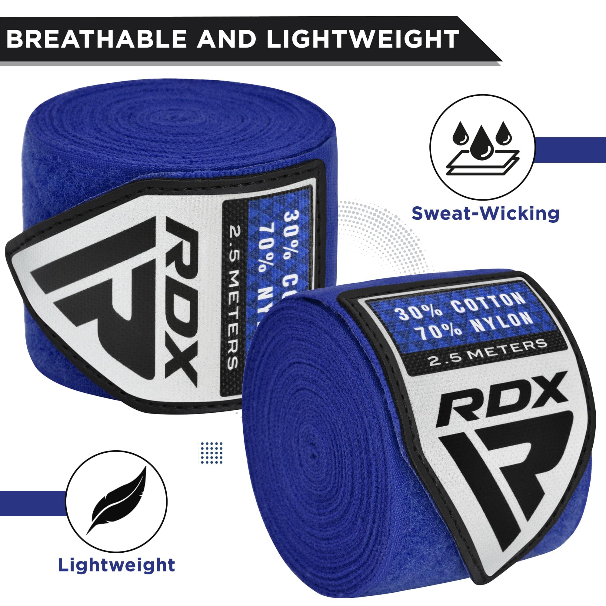 RDX Boxing Wraps Kids 2.5M Inner Gloves, Elasticated Thumb Loop Bandages, Junior Under Mitts Hand Fist Protector Wrist Support Straps, Muay Thai MMA Kickboxing Martial Arts Speed Bag Punching Training