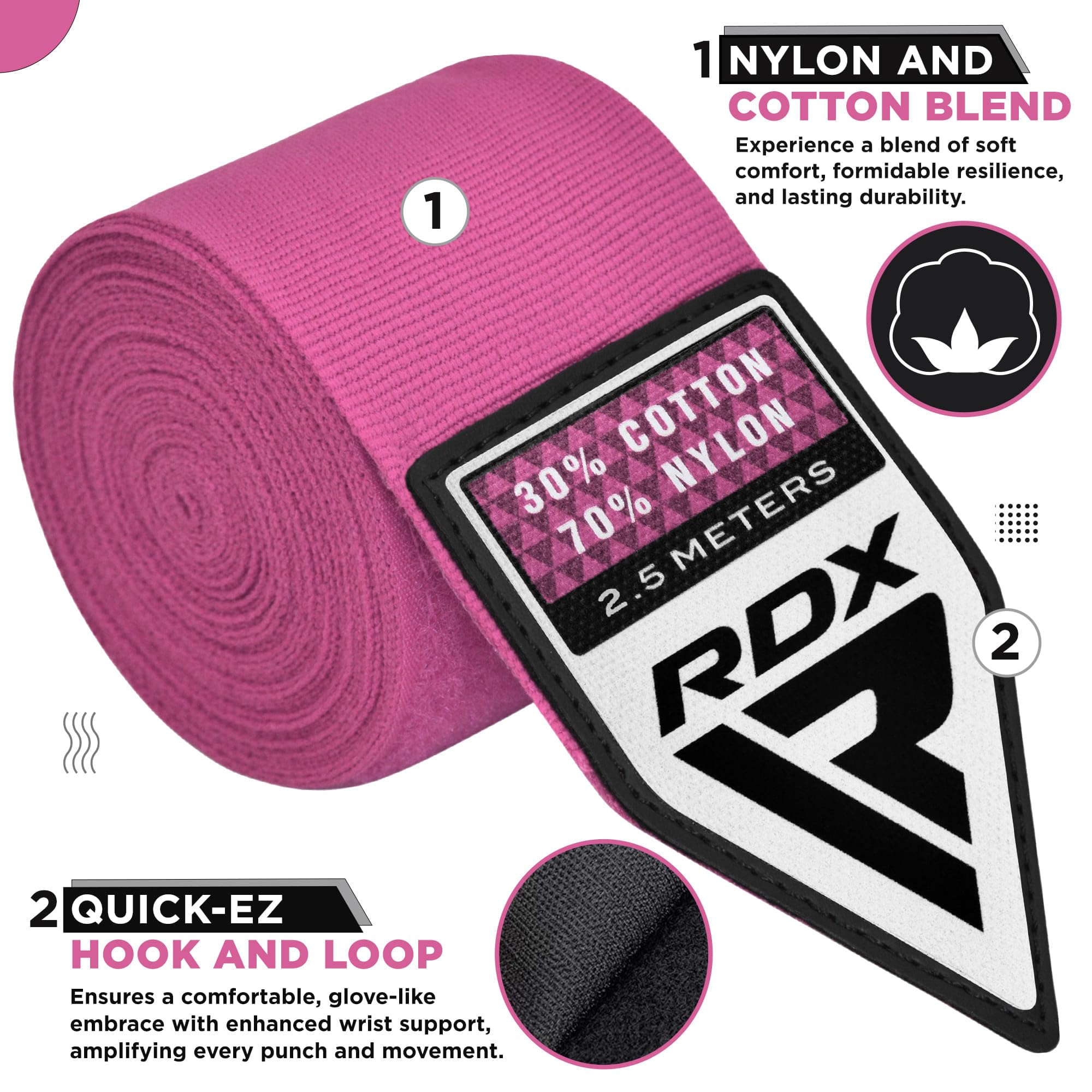 RDX Boxing Wraps Kids 2.5M Inner Gloves, Elasticated Thumb Loop Bandages, Junior Under Mitts Hand Fist Protector Wrist Support Straps, Muay Thai MMA Kickboxing Martial Arts Speed Bag Punching Training
