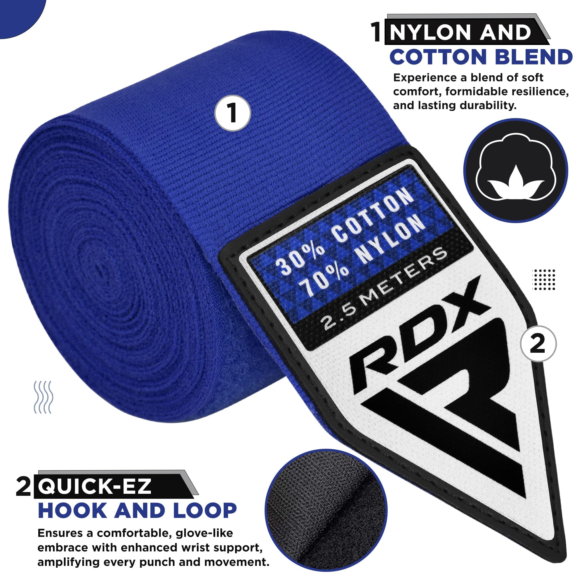 RDX Boxing Wraps Kids 2.5M Inner Gloves, Elasticated Thumb Loop Bandages, Junior Under Mitts Hand Fist Protector Wrist Support Straps, Muay Thai MMA Kickboxing Martial Arts Speed Bag Punching Training