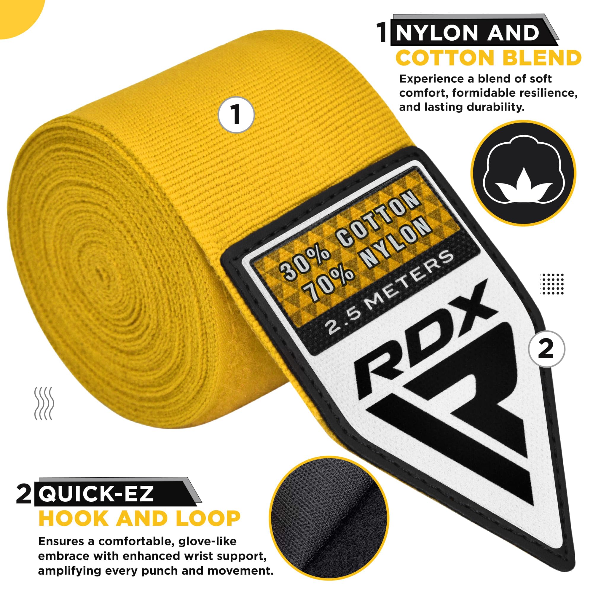 RDX Boxing Wraps Kids 2.5M Inner Gloves, Elasticated Thumb Loop Bandages, Junior Under Mitts Hand Fist Protector Wrist Support Straps, Muay Thai MMA Kickboxing Martial Arts Speed Bag Punching Training