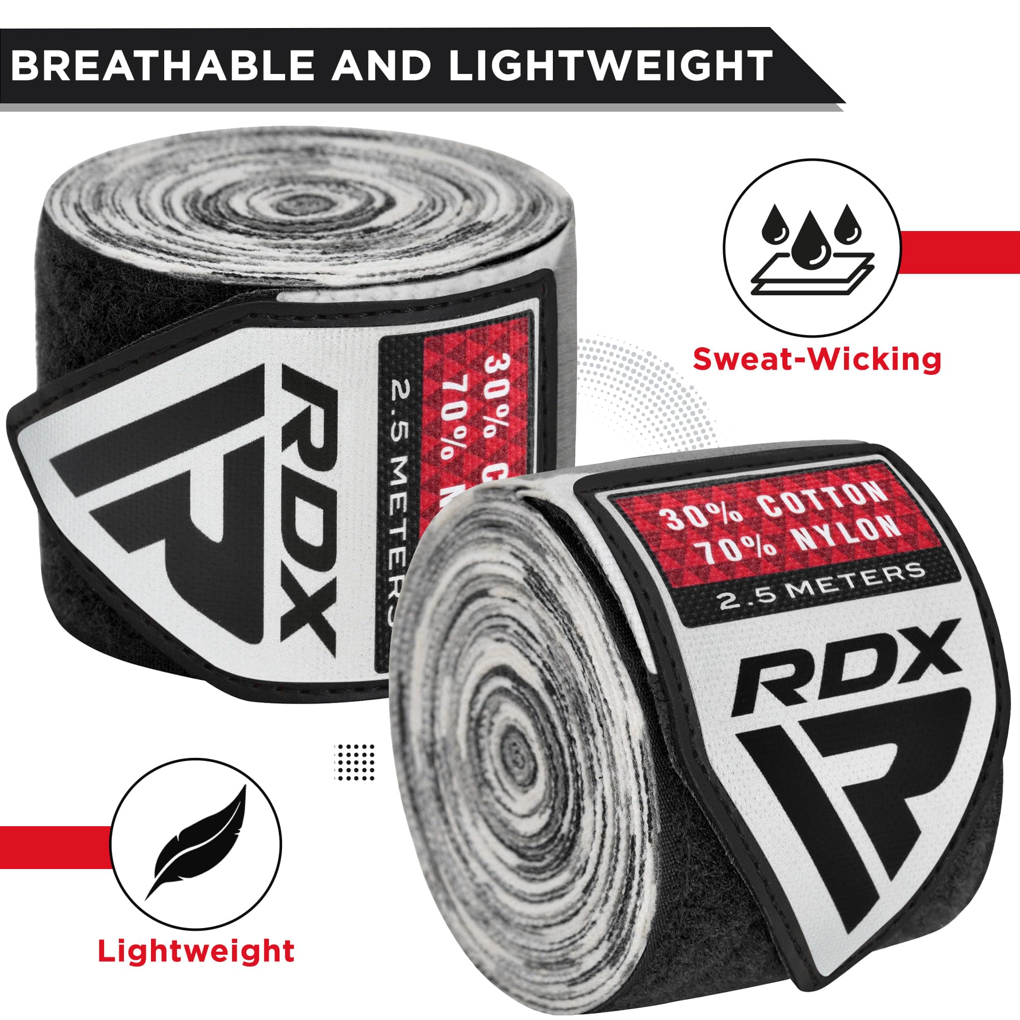 RDX Boxing Wraps Kids 2.5M Inner Gloves, Elasticated Thumb Loop Bandages, Junior Under Mitts Hand Fist Protector Wrist Support Straps, Muay Thai MMA Kickboxing Martial Arts Speed Bag Punching Training