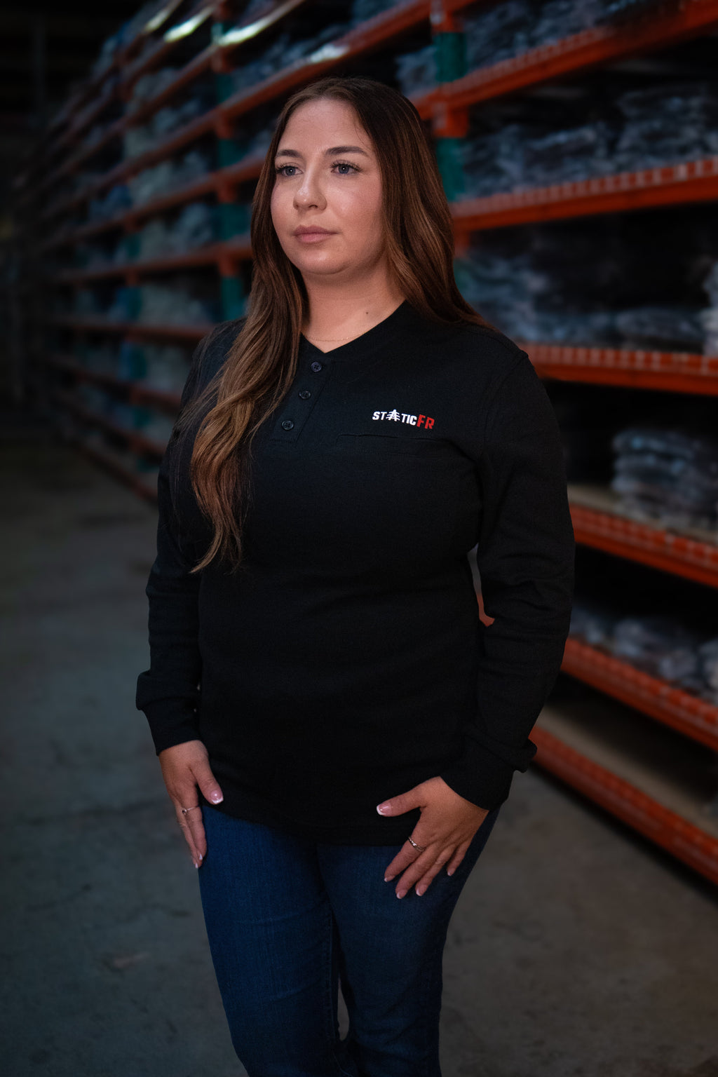 Women's FR 3-Button Henley - Black