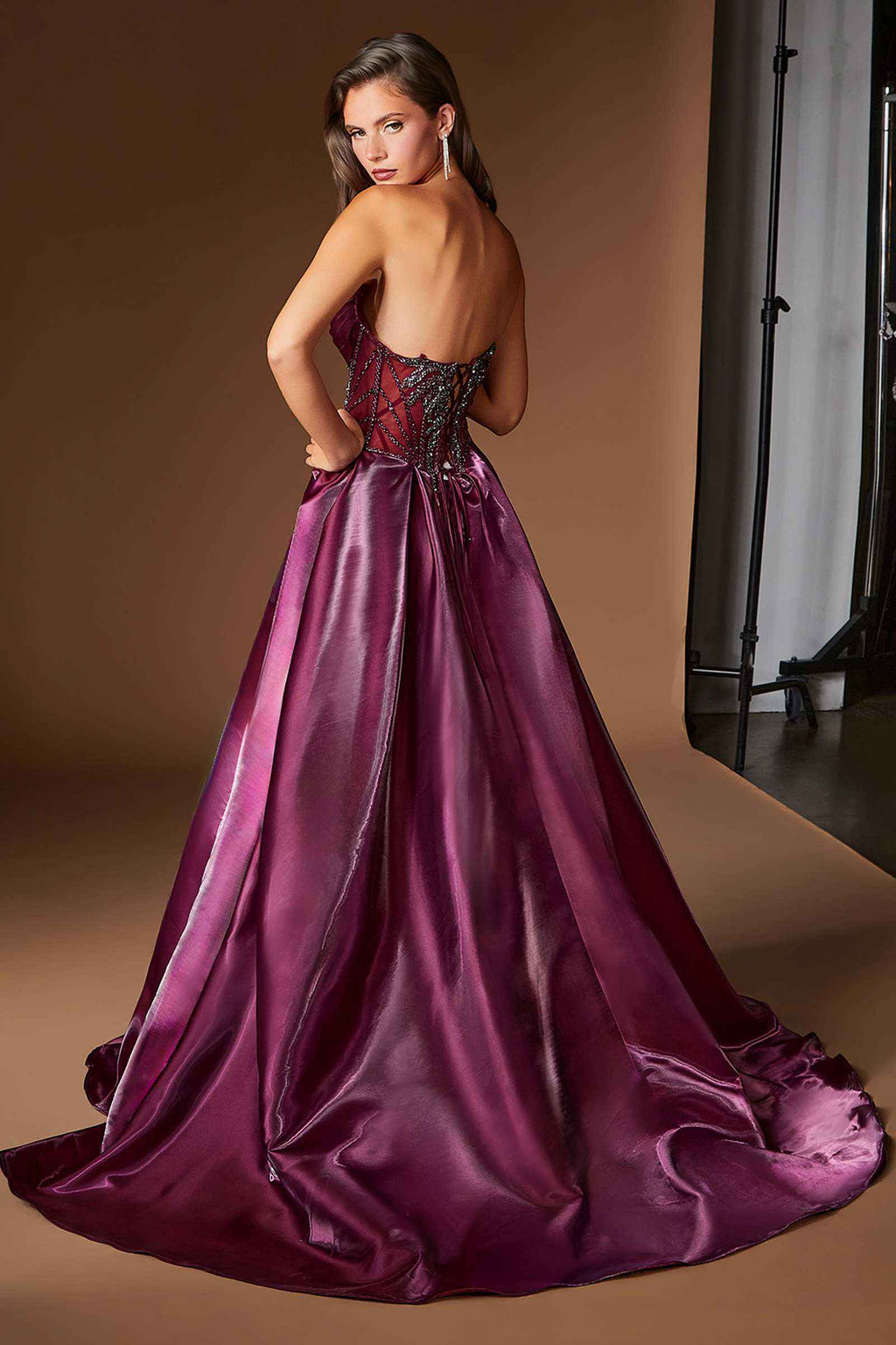 Ladivine CDS568 Strapless Fitted Mermaid Gown with Overskirt