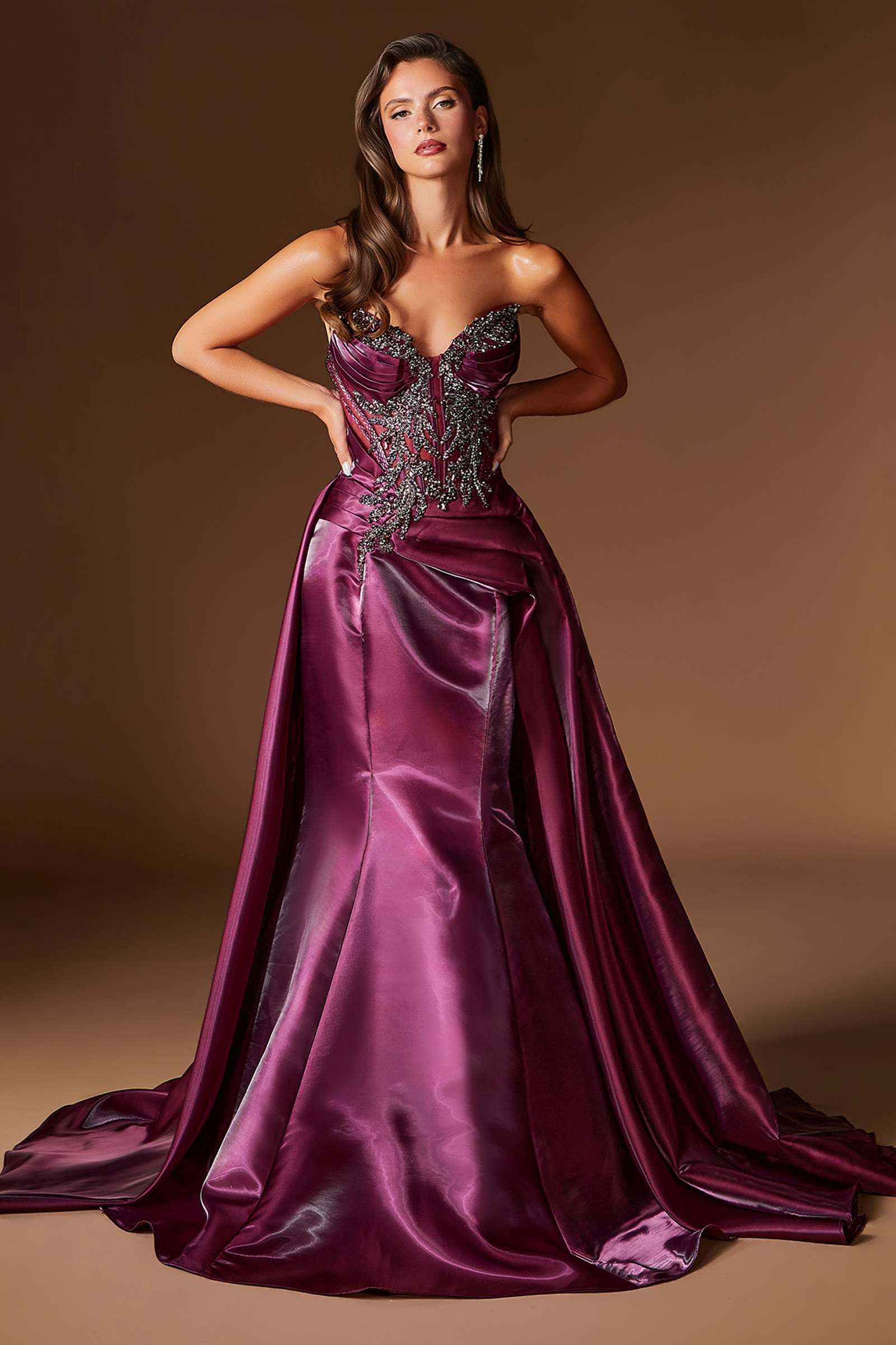 Ladivine CDS568 Strapless Fitted Mermaid Gown with Overskirt