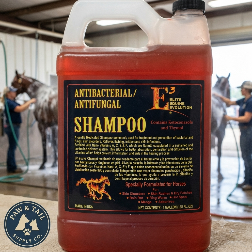 E3 Horse Shampoo 1 Gallon with Nano Vitamins A, C, E & F, Medicated Coat & Skin Care Formula for Horses