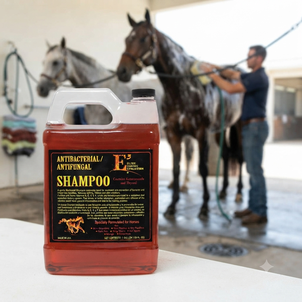 E3 Horse Shampoo 1 Gallon with Nano Vitamins A, C, E & F, Medicated Coat & Skin Care Formula for Horses