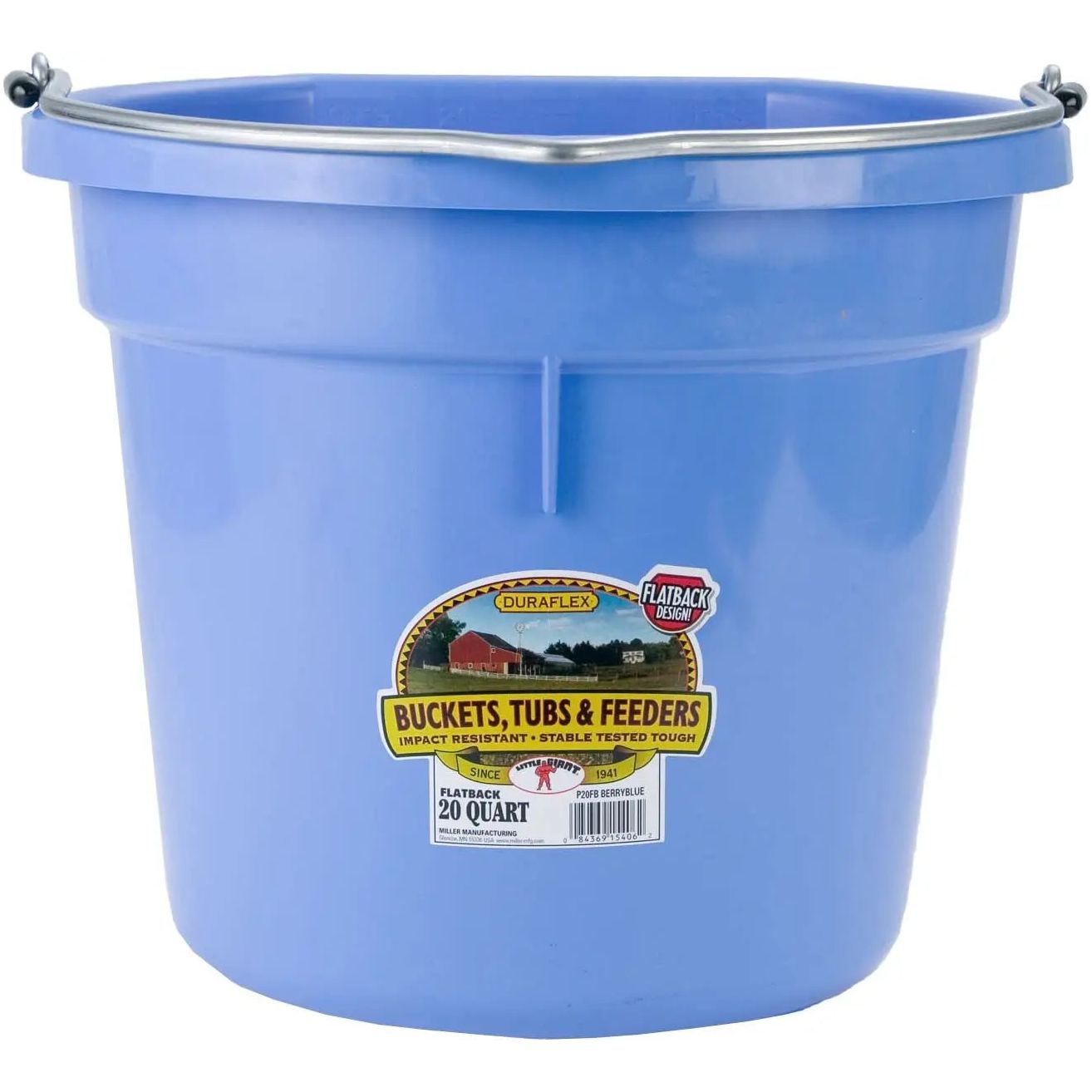 Little Giant Flat Back Plastic Animal Feed Livestock Horse Feed Bucket 5 Gallon