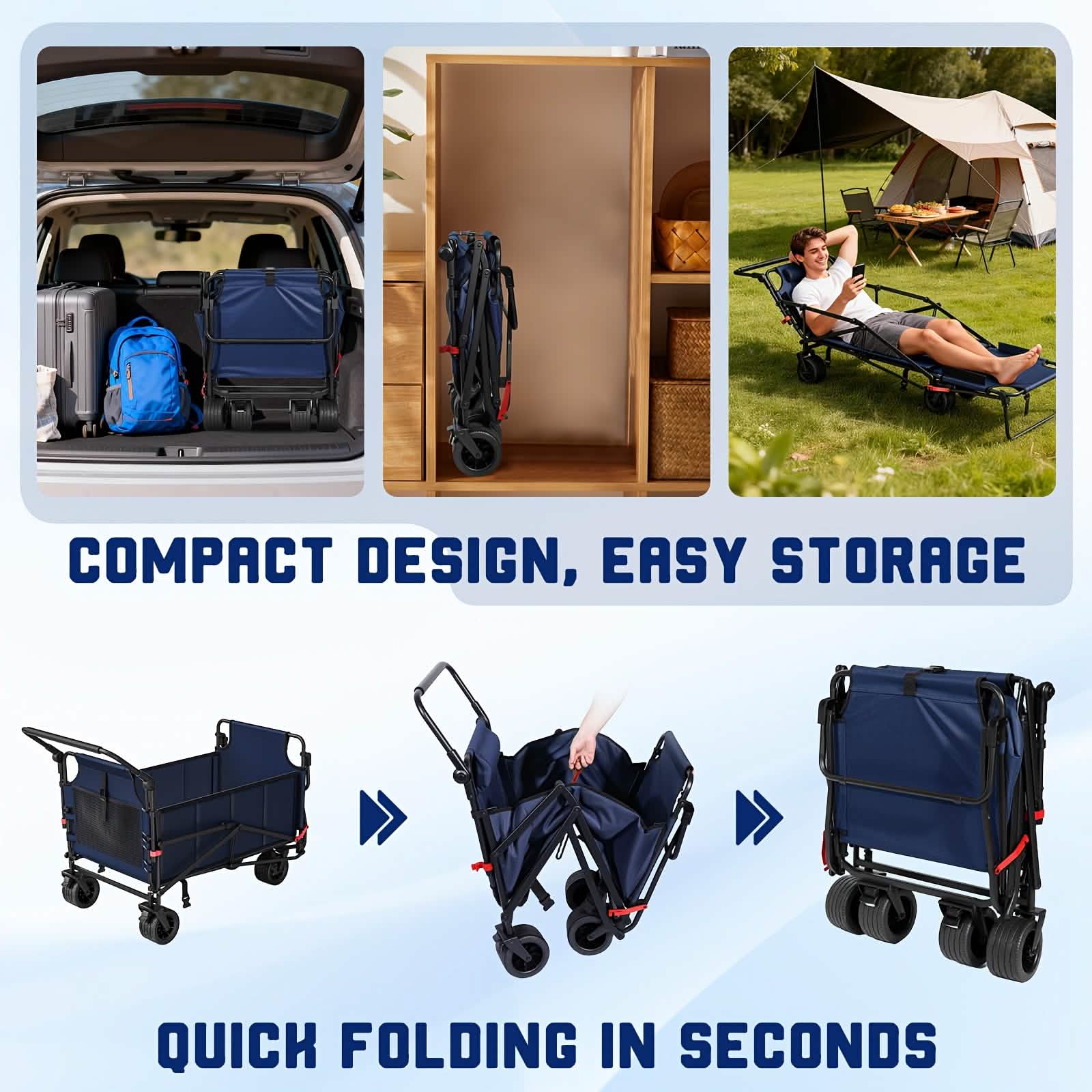 2-in-1 Folding Wagon Cart Chair 650LBS Capacity